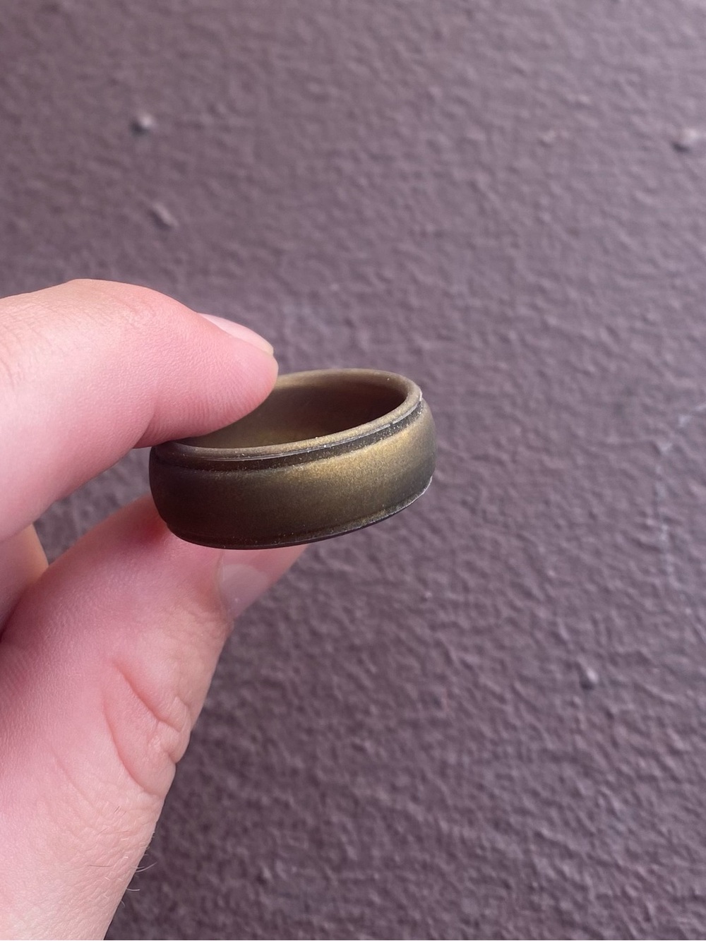 Classic Matte Brass Tone Silicone Activewear Comfort Ring Size 12